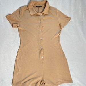 Button front knit romper